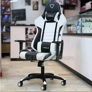 Executive Furgle Gaming Chair With Footrest -White/Black