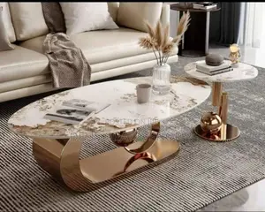 Marble Centre Table With Stainless Steel Base