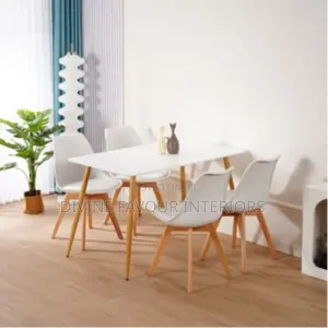 Beechwood Dining Table With 4 Sitting Chairs- White