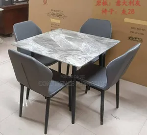 High Quality Marble With Metal Leg Dining Table And Chairs