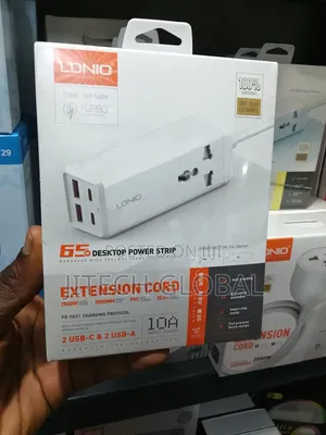 65w Desktop Power Strip Extension Cord With 2 Usb 2 Usb C