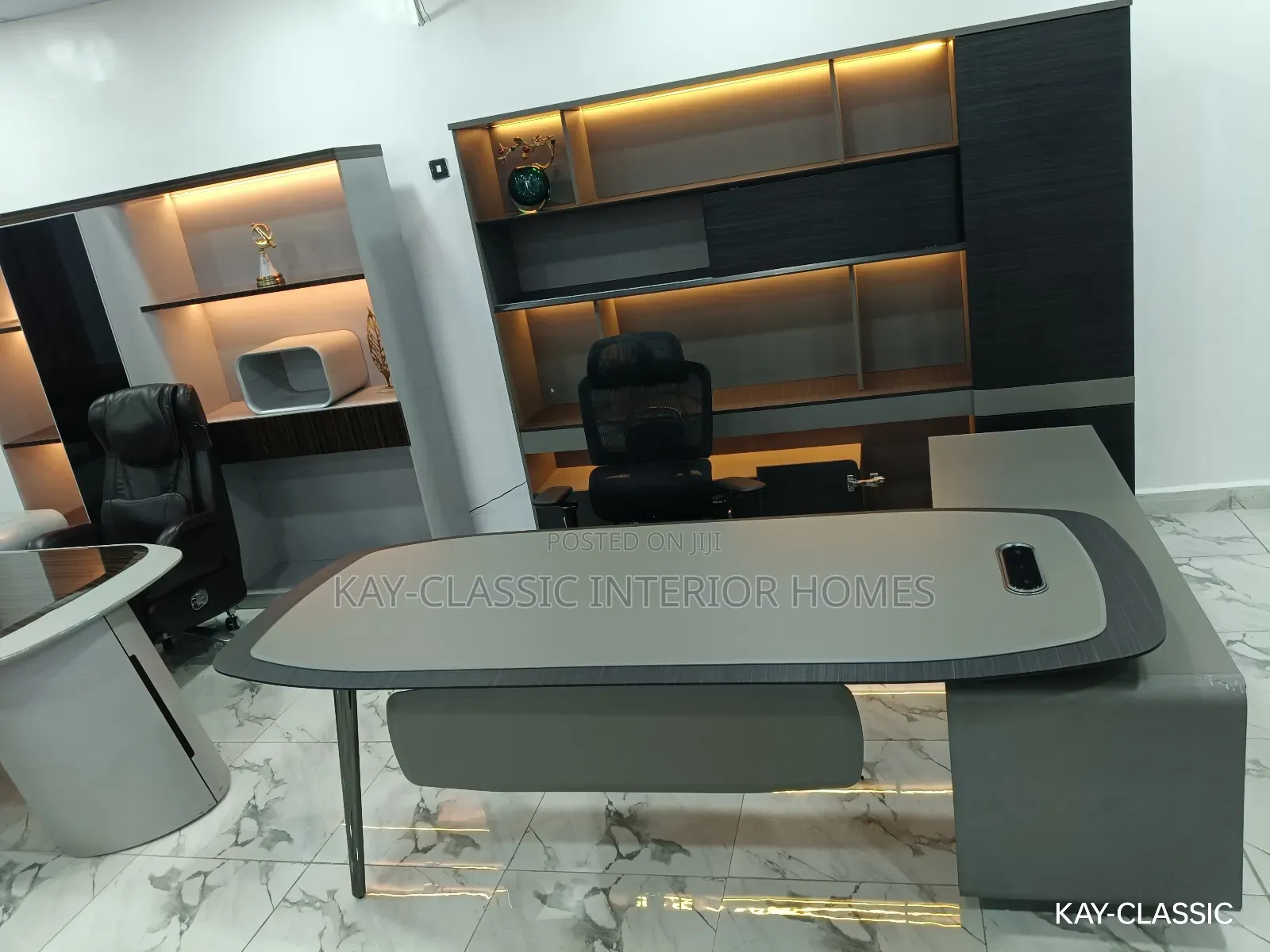 Office Director Table And Bookshelf