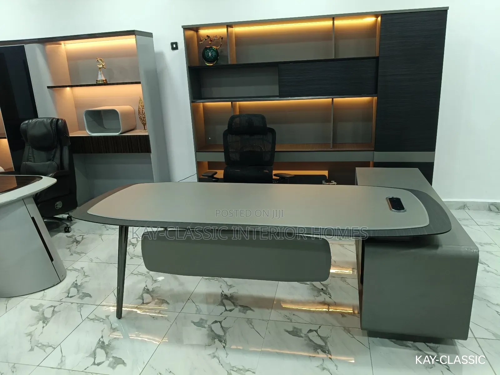 Office Director Table And Bookshelf