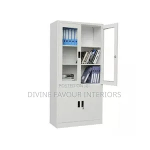 Half Glass and Metal File Cabinet Bookshelf