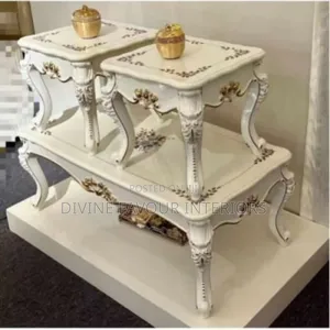 Royal Centre Table With 2 Side Stool- White