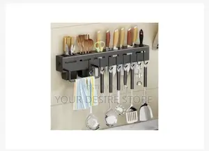 Wall Mounted Knife Cutlery Holder Rack With Hook