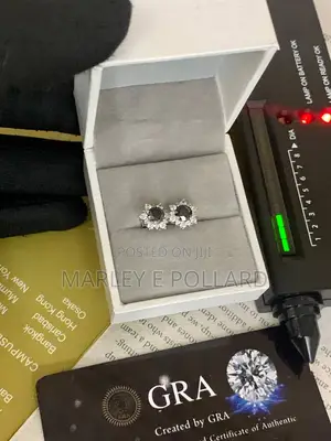 Black Moissanite Sterling Silver Earrings Studs