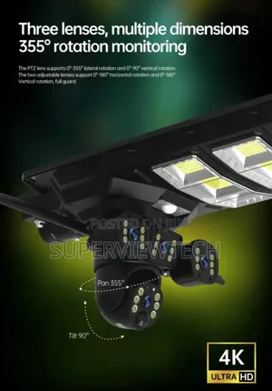 Solar Street Light 3 Lens Cctv Camera