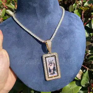Custom Dog Tag Spinner Picture Tennis Diamond Chains