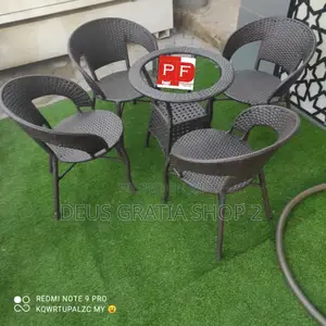 Restaurant Table and 4 Chairs Made of Rattan