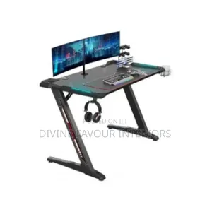 Z Shaped RGB Led Lights Computer Desk - 1.2metre - Black
