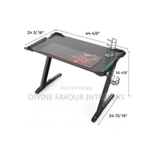 Z Shaped RGB Led Lights Computer Desk - 1.2metre - Black