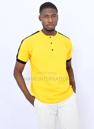 Henley's T-Shirt- Yellow With Black Design