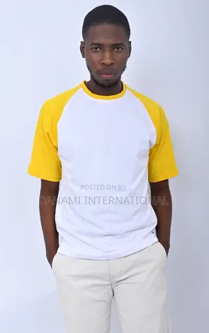 White and Yellow Short Sleeve T Shirt