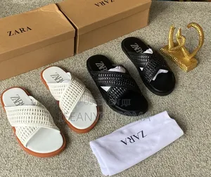 Zara Luxury White and Black Slippers