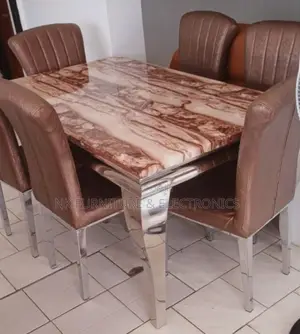 Animal Leg Marble Dining Table With 6