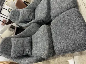 Gray Fabric Accent Chair With Ottoman.