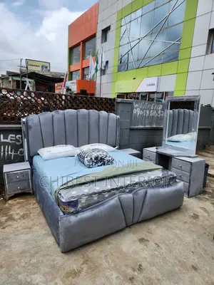 Grey Six by Six Padded Upholstery Set of Bed.