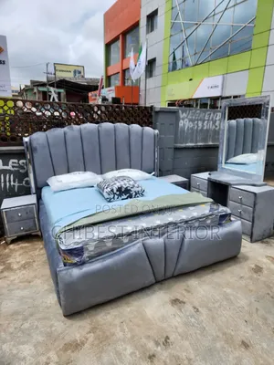 5ft Tall Complete Set of Grey Padded Bed Stand.