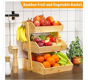 3- Tier Large Capacity Bamboo Fruit Rack