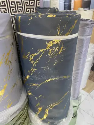 Thick Gray Curtain Material With Gold
