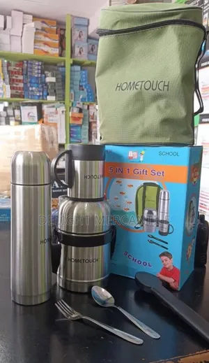 Stainless Steel Flask 5 in 1 Gift Set With Bag