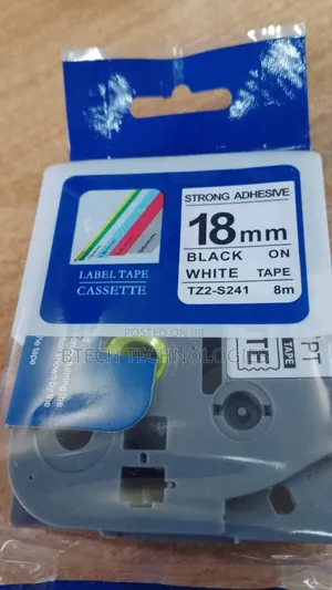 Brother Tz-S241strong Adhesive Black on White Tape - 18mm
