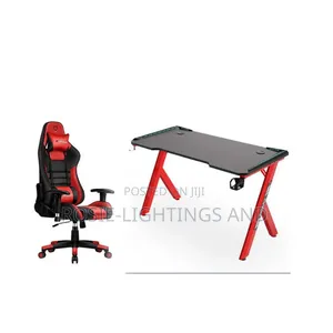 Red Black Gaming Chair and ( Red Y Leg Gaming Table)
