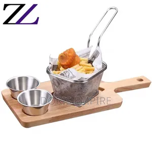 Qaulity Wooden Chips Plater Board Basket and Souce Bowl