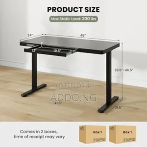 Glass Electric Adjustable Desk With Charging Plug 1.2 Meter