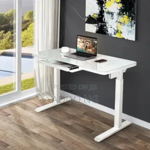 Glass Electric Adjustable Desk With Charging Plug 1.2 Meter