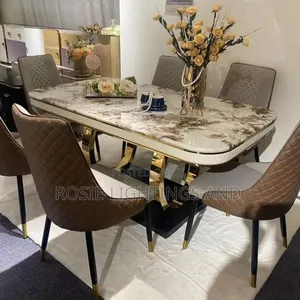 Luxury Marble Dinning Table + 6 Dinning Chairs (Ring Base)