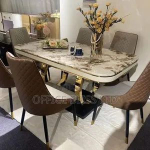 Luxury Marble Dinning Table + 6 Dinning Chairs(Ring Base)