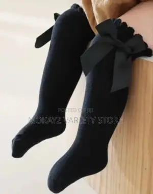 Newest Design Kid Girls Fashion Long Socks With Side Bowtie