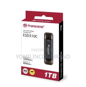 Transcend Dual Portable SSD 1tb Flash Drive Esd310c 1050mb/S