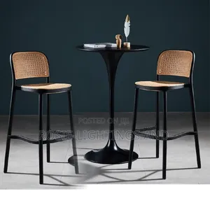 Moulded Plastic Bar Stools (Set of 2) High Wood Table