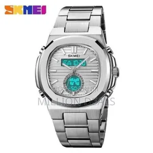 Polished Silver Waterproof Men's Wrist Watch