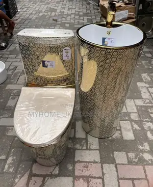 Gold and White Toilet Seat