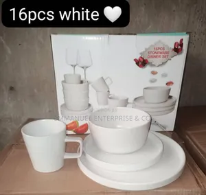 16pcs White Stoneware Dinner Sets