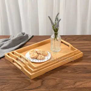 3 in 1 Bamboo Tray With Handle