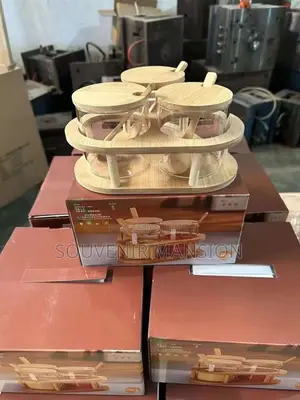 3pcs Bamboo Spice Jar With Spoon