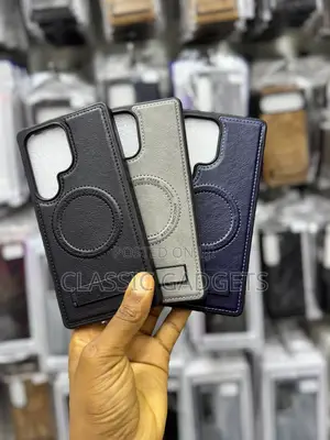 Leather Magsafe Case With Stand for Samsung Galaxy S25ultra
