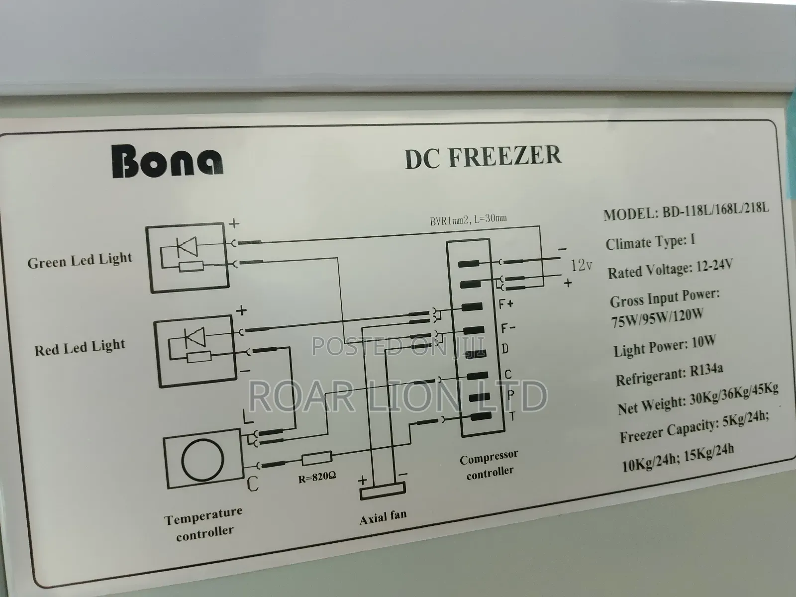 168l Bona Solar Freezer