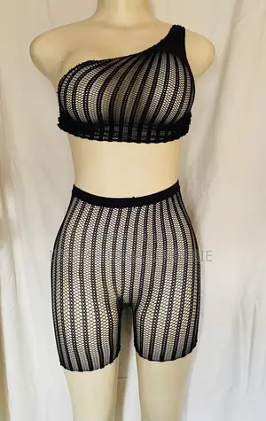 Monostrap Crop Top and Short Fishnet Lingerie