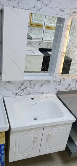 Marble White Single Cabinet Basin Hb101