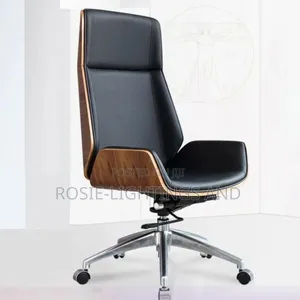 L Shape Walnut Back Office Leather Chair