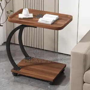 Modern C-Shaped Mobile Side Table With Wheels