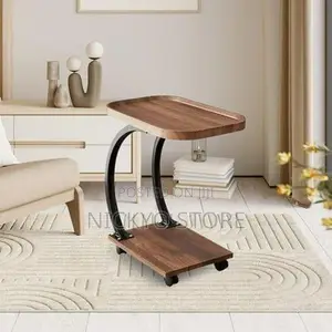 Modern C-Shaped Mobile Side Table With Wheels
