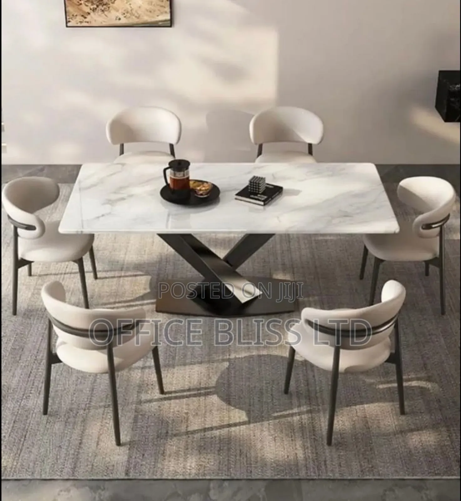 X Base Contemporary Dinning Set( by 6 Chairs)