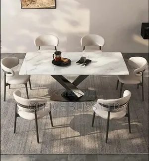 X Base Contemporary Dinning Set( by 6 Chairs)